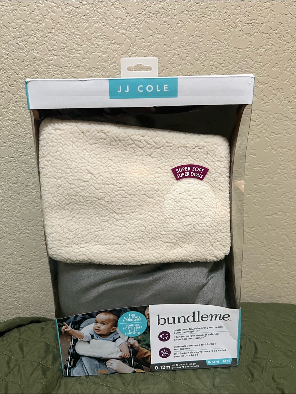 JJ Cole BundleMe Infant Car Seat Cover in Cream and Gray